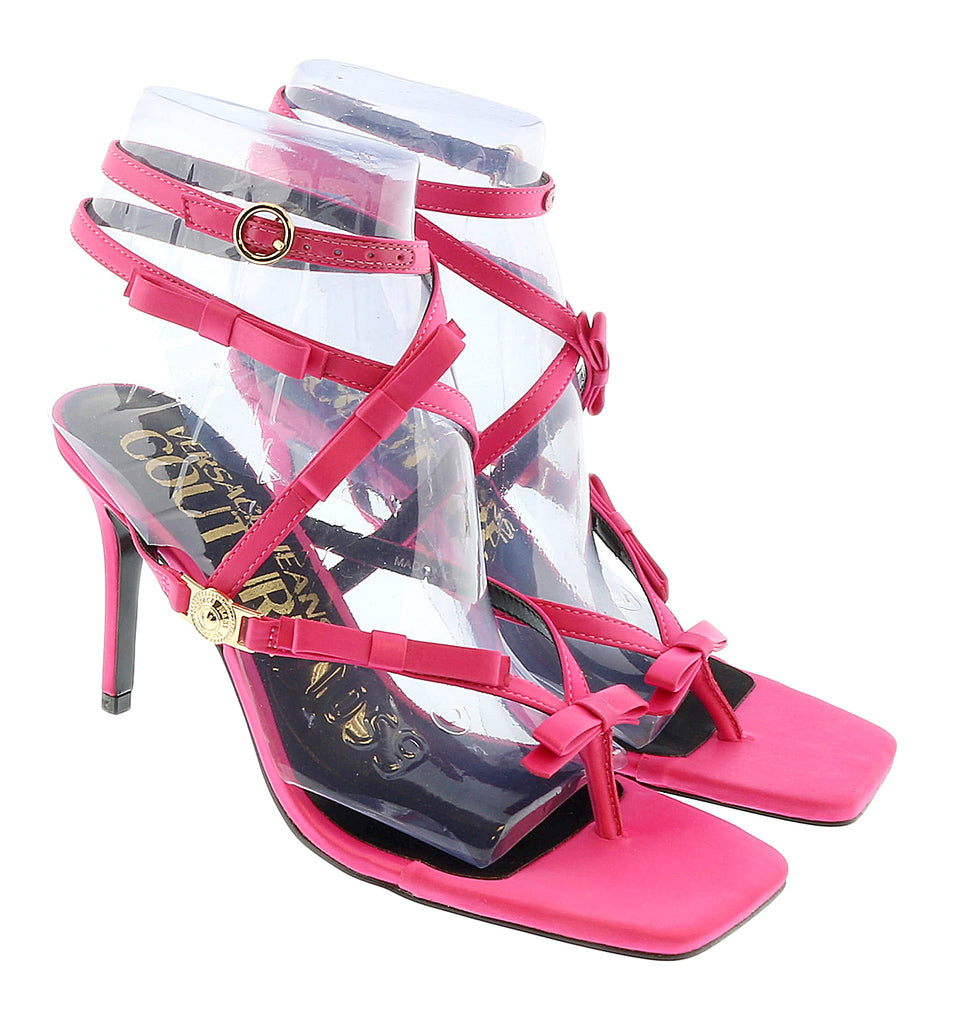 Versace Jeans Couture Hot Pink Bow Fashion Strappy High Heel Sandals-