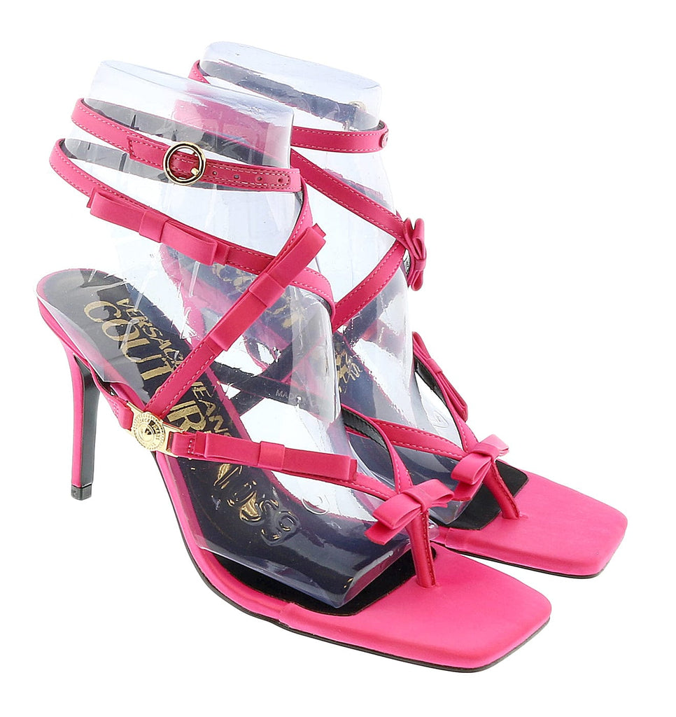 Versace Jeans Couture Hot Pink Bow Fashion Strappy High Heel Sandals-6