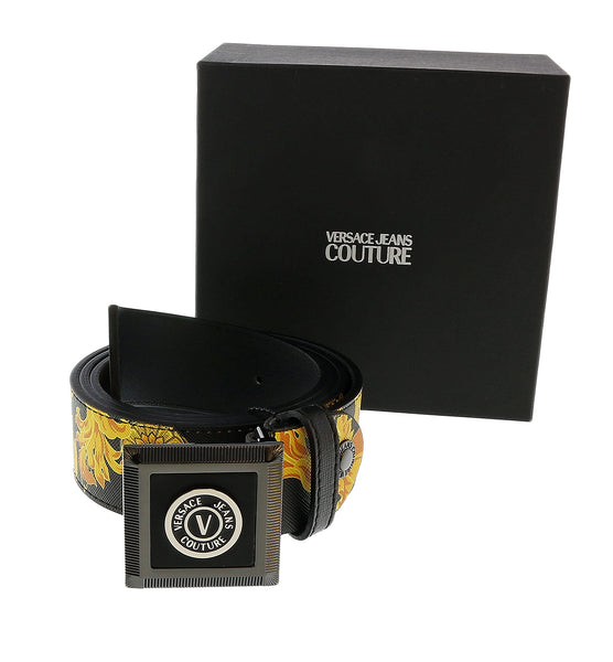 Chain Couture V-Emblem Belt Black,Gold
