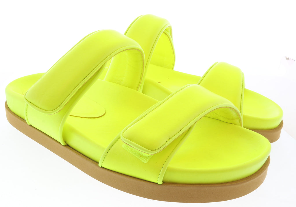 Gia Borghini Acid Lime Gia x Pernille Double Strap Leather Slides