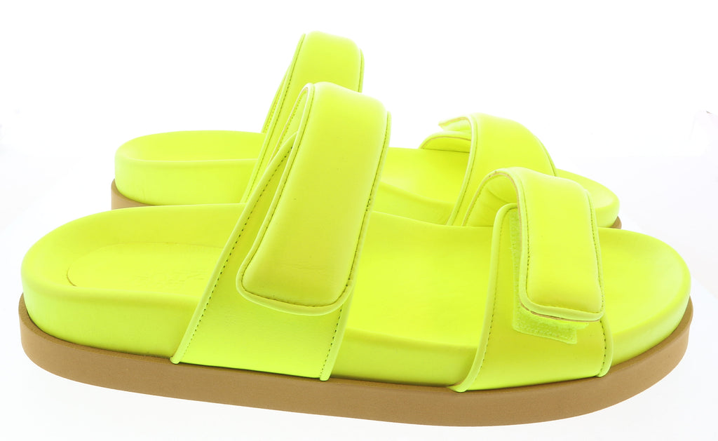 Gia Borghini Acid Lime Gia x Pernille Double Strap Leather Slides