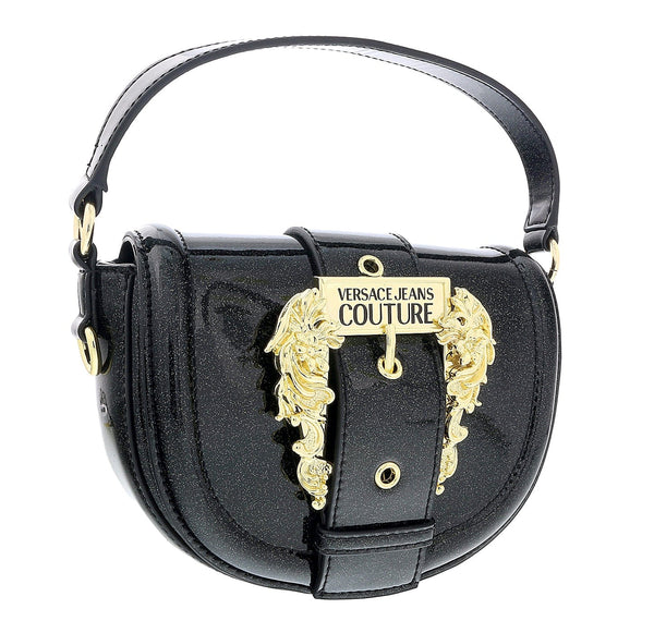 Versace Jeans Couture Black Small Half Moon Baroque Buckle Shoulder Ba