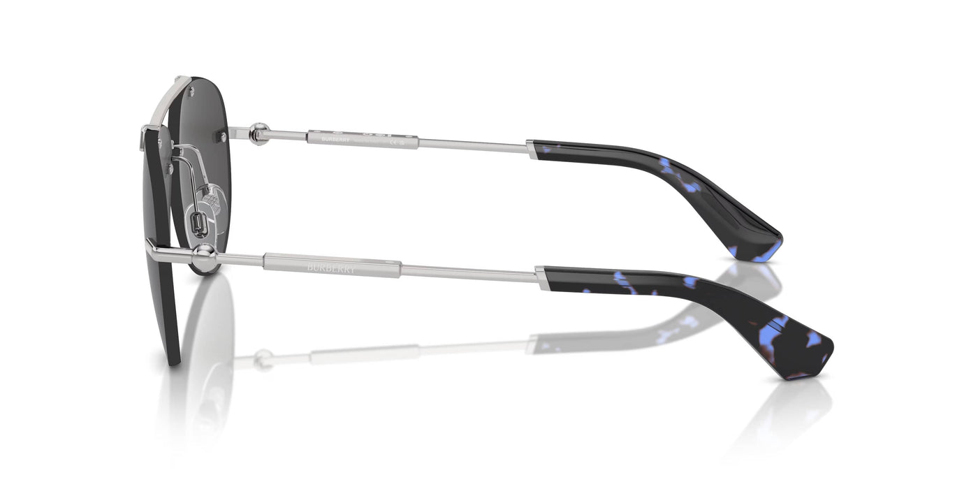 Burberry 0BE3152 100587 Black Silver Titanium Aviator Sunglasses