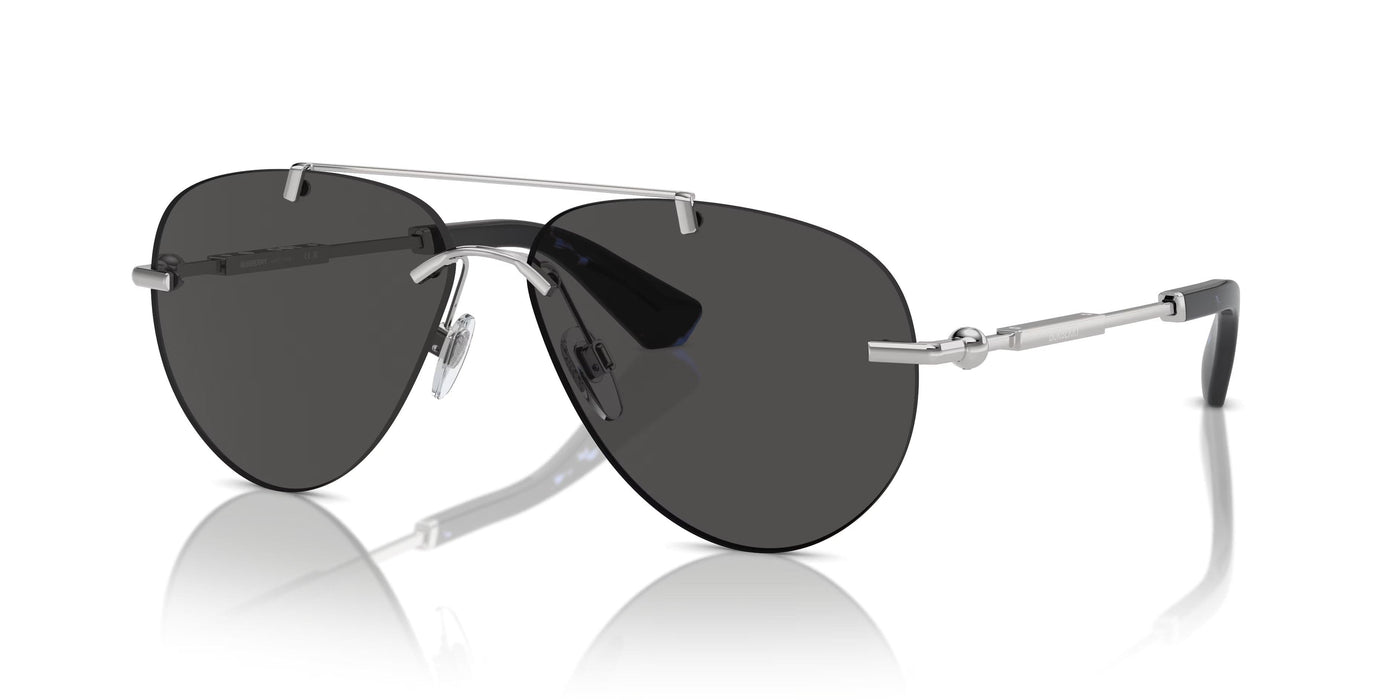 Burberry 0BE3152 100587 Black Silver Titanium Aviator Sunglasses
