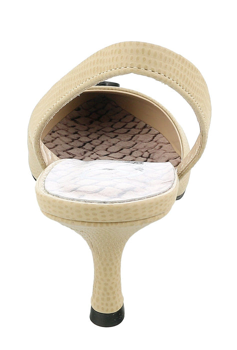 Roberto Cavalli Class  Beige/Black Leather Classic Sling Back Mid Heel Shoes-