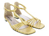 Roberto Cavalli Class  Gold Leather Classic Flat Sandal With Straps-