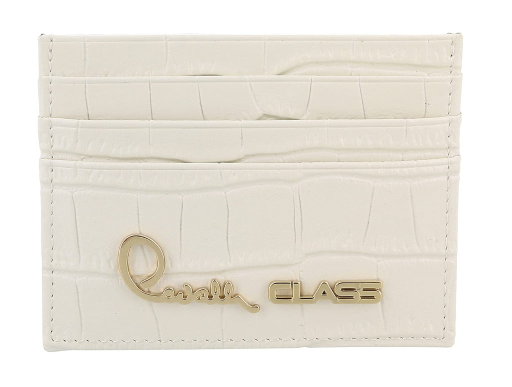 Roberto Cavalli Class White Embossed Dolly Credit Card Holder