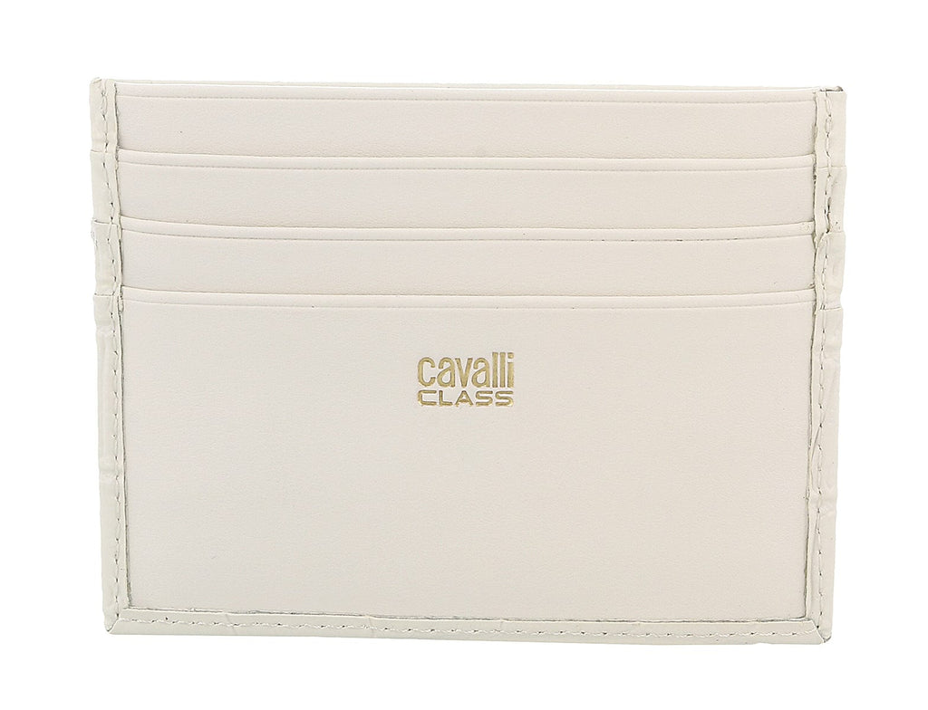 Roberto Cavalli Class White Embossed Dolly Credit Card Holder