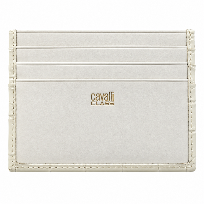 Roberto Cavalli Class White Embossed Dolly Credit Card Holder