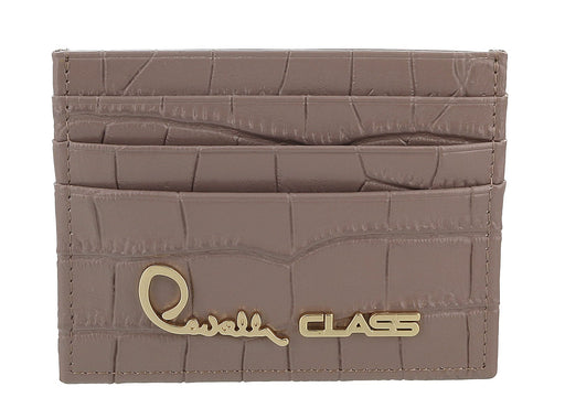 Roberto Cavalli Class Taupe Embossed Dolly Credit Card Holder