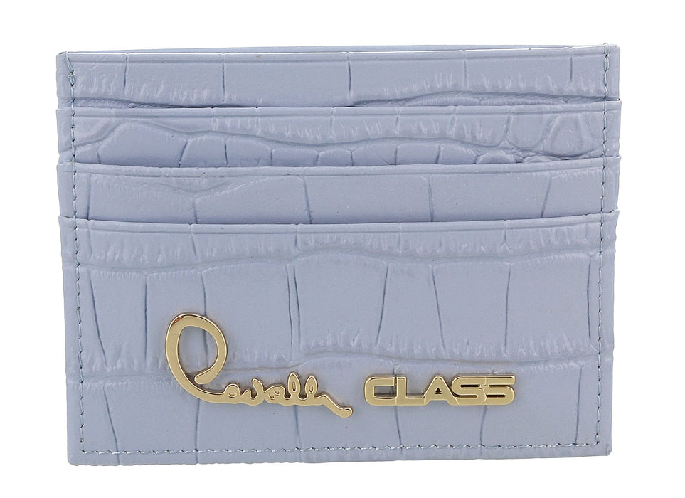 Roberto Cavalli Class Light Blue Embossed Dolly Credit Card Holder