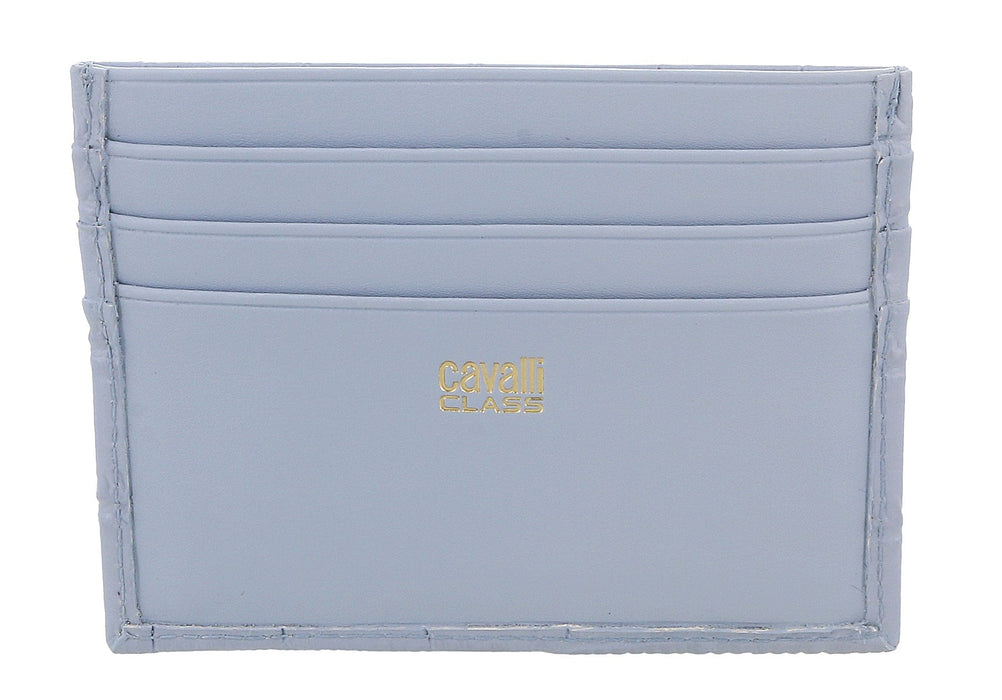 Roberto Cavalli Class Light Blue Embossed Dolly Credit Card Holder