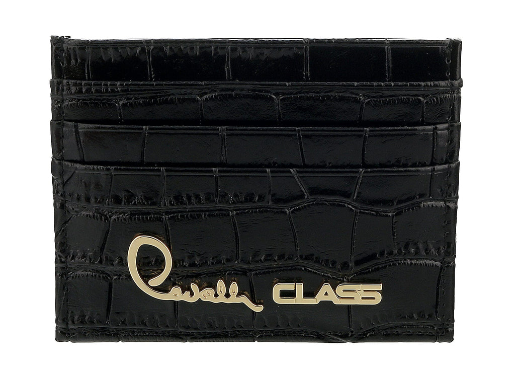 Roberto Cavalli Class Black Embossed Dolly Credit Card Holder