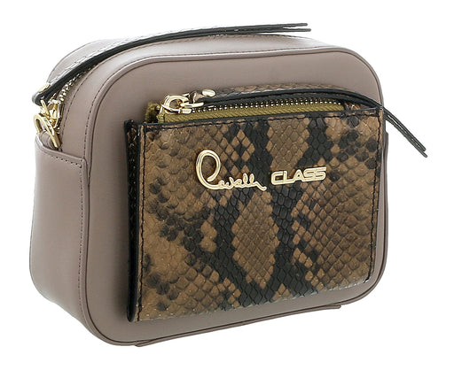 Roberto Cavalli Class Taupe Snakeskin Textured Susan Small Belt Bag / Shoulder Bag