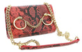 Roberto Cavalli Class Coral Snakeskin Textured Millie Deluxe Small Clutch