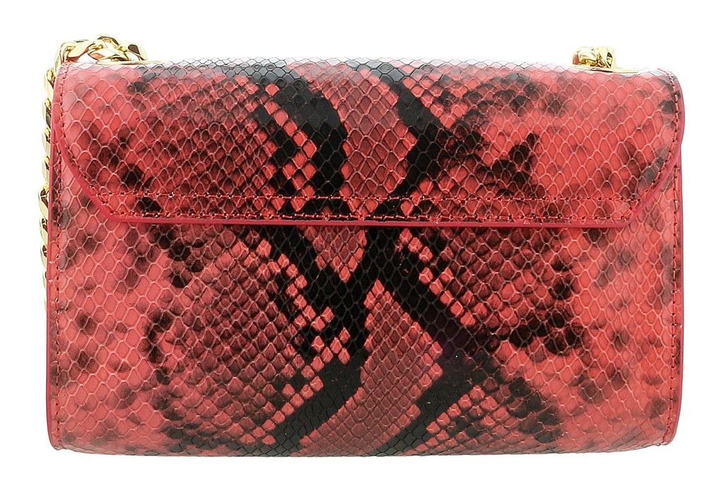 Roberto Cavalli Class Coral Snakeskin Textured Millie Deluxe Small Clutch