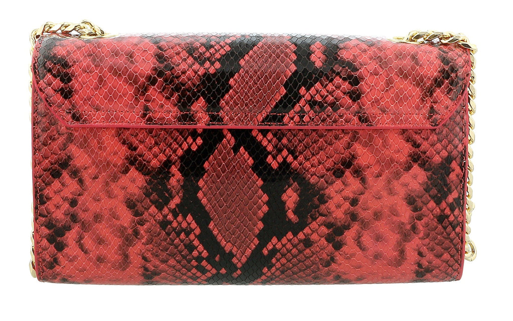 Roberto Cavalli Class Coral Snakeskin Millie Deluxe Clutch / Shoulder Bag