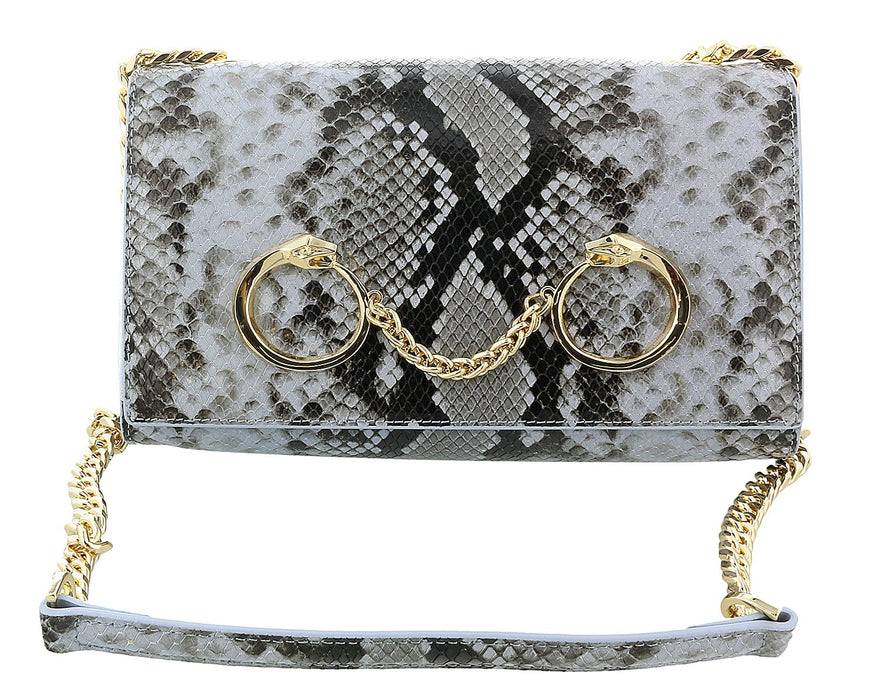 Roberto Cavalli Class Light Blue Snakeskin Millie Deluxe Clutch/Shoulder Bag