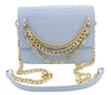 Roberto Cavalli Class Light Blue Embossed Medium Milano Chain Shoulder Bag