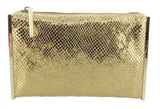 Roberto Cavalli Class Gold Embossed Cleo Pouch Clutch