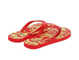 Versace Jeans Couture Red/Gold Baroque Print Flip Flop Slide