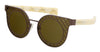 Salvatore Ferragamo  Matte Brown/Ivory Round Sunglasses