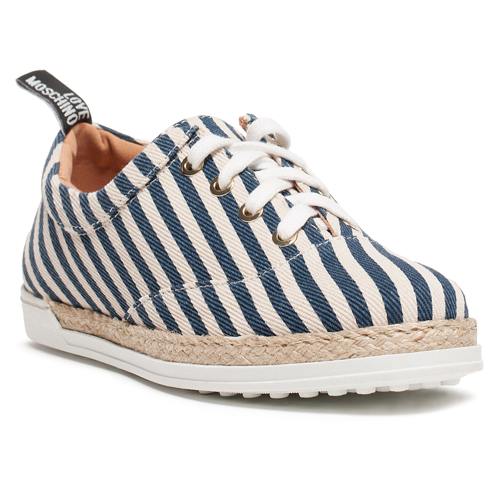 Love Moschino Blue/White Striped Lace Up Espadrilles-9