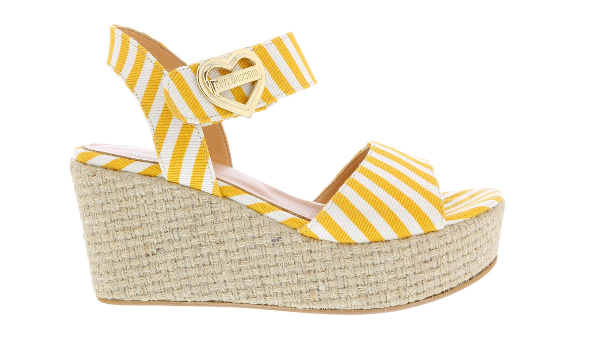 Love Moschino  Striped Wedge Heel Sandal-