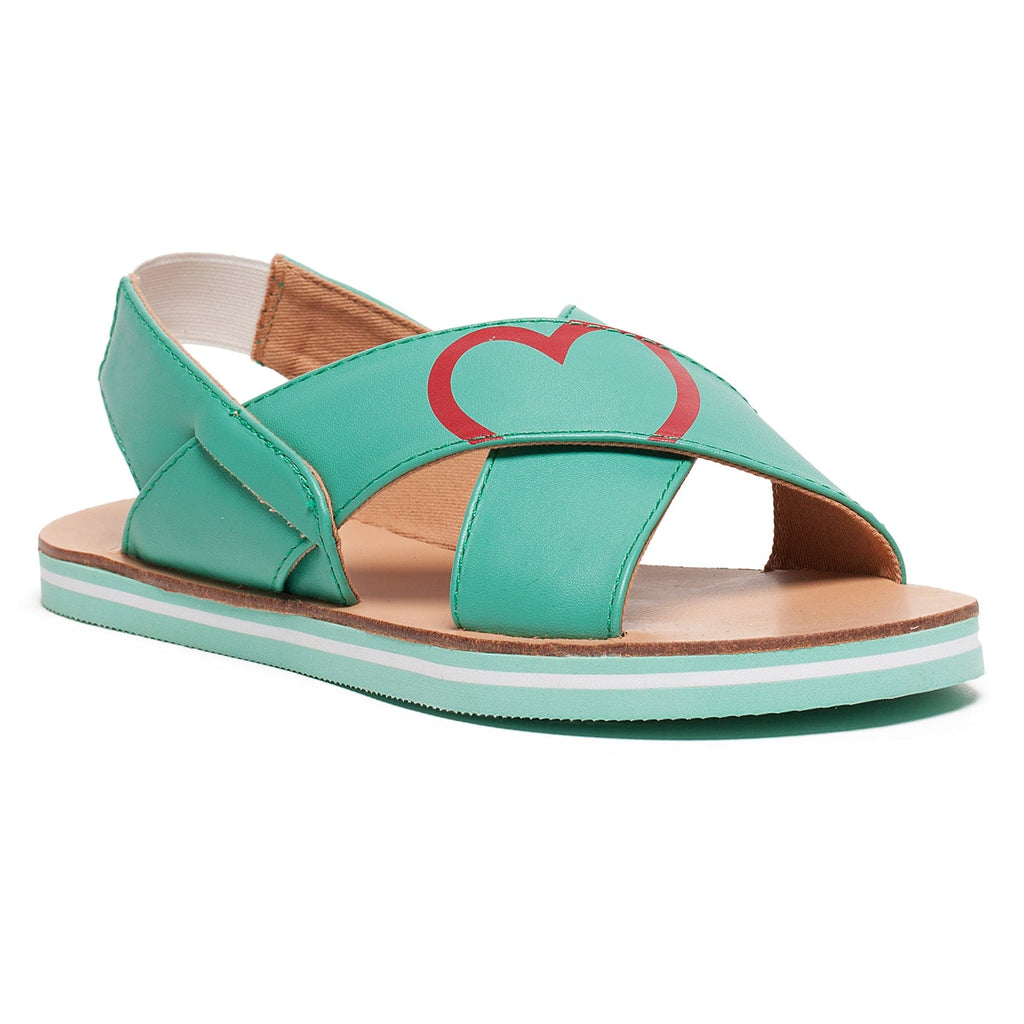 Love Moschino Turquoise Cris Cross Heart Flat Sandal-6