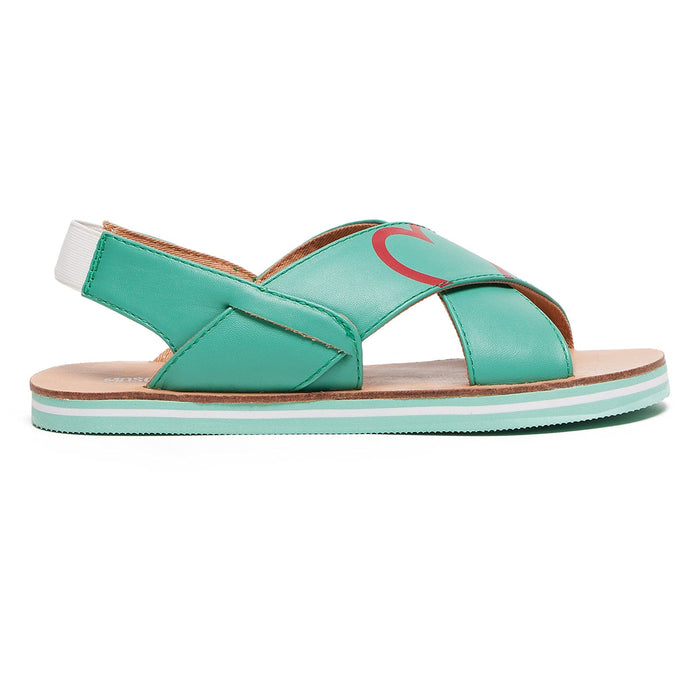 Love Moschino Turquoise Cris Cross Heart Flat Sandal
