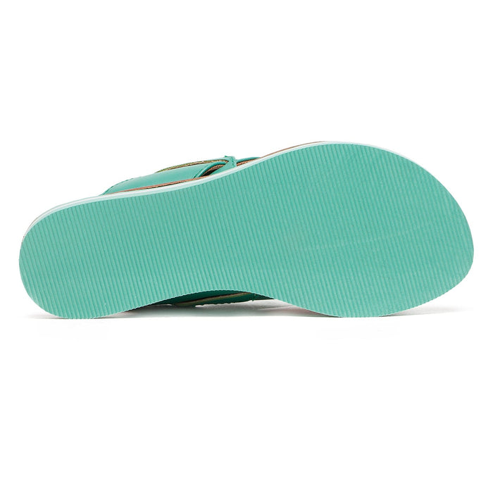 Love Moschino Turquoise Cris Cross Heart Flat Sandal