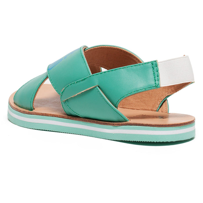Love Moschino Turquoise Cris Cross Heart Flat Sandal