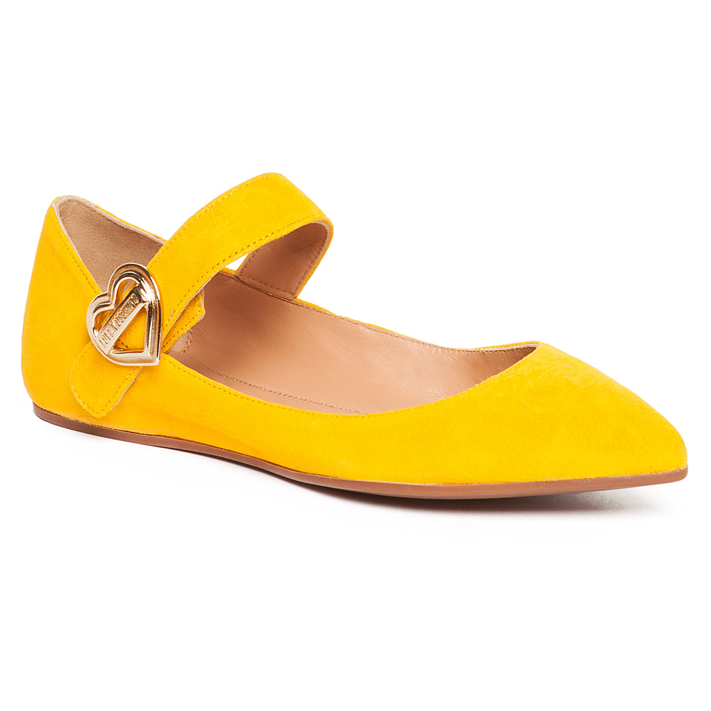 Love Moschino Yellow Pointed Toe Mary Jane Flats-5