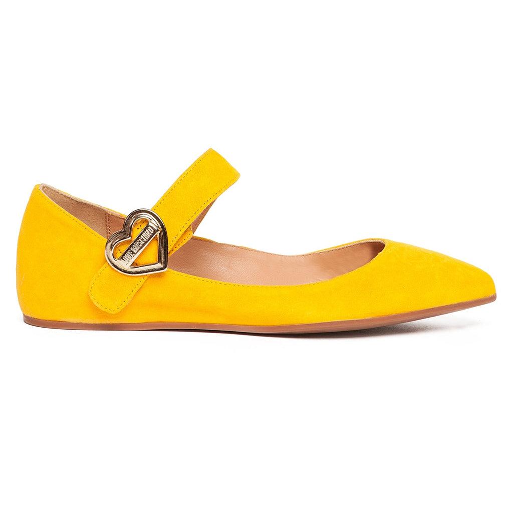Love Moschino Yellow Pointed Toe Mary Jane Flats