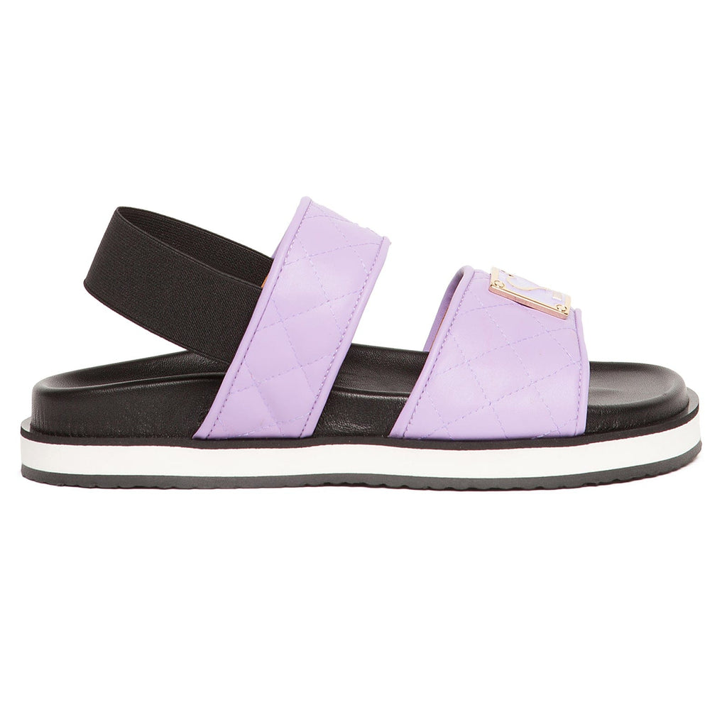 Love Moschino Lilac Quilted Strap Flat Sandal