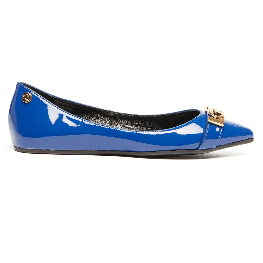 Love Moschino Blue Pointed Toe Patent Flats