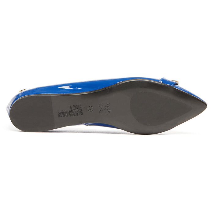 Love Moschino Blue Pointed Toe Patent Flats