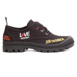 Love Moschino Black Lug Sole Embroidered Sneakers