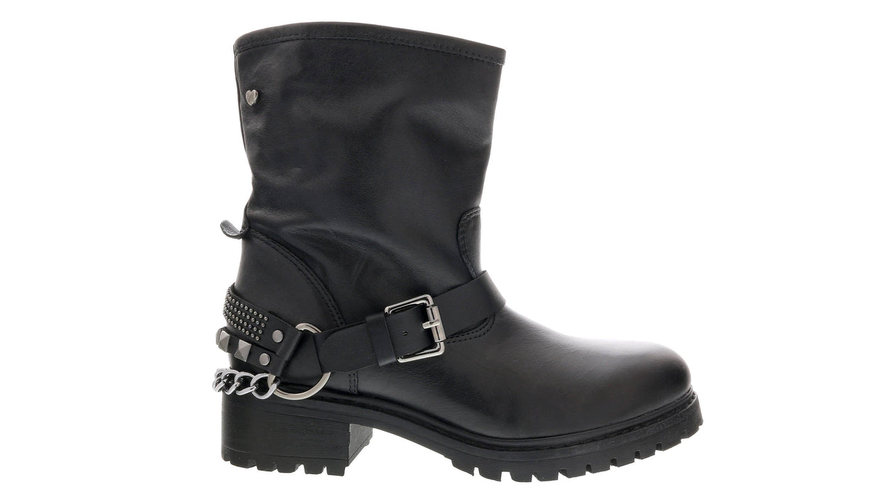 Love Moschino  Silver Tone Embellished Biker Boots-