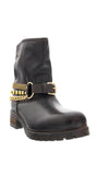 Love Moschino  Gold Tone Embellished Biker Boots-
