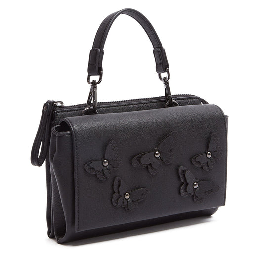 Tosca Blu Black Small Butterfly Applique Flap Shoulder Bag