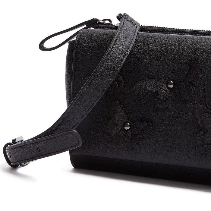 Tosca Blu Black Small Butterfly Applique Flap Shoulder Bag