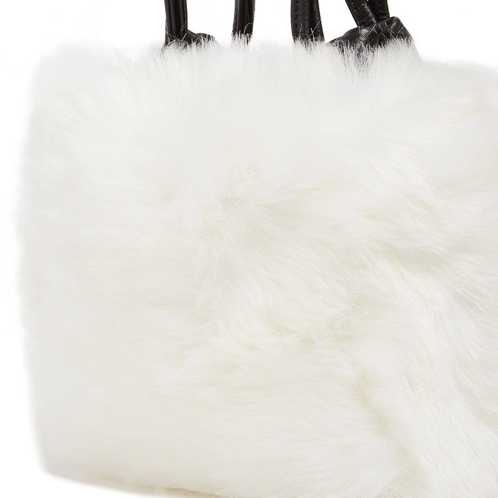 Tosca Blu White Small Faux Fur Bucket Bag