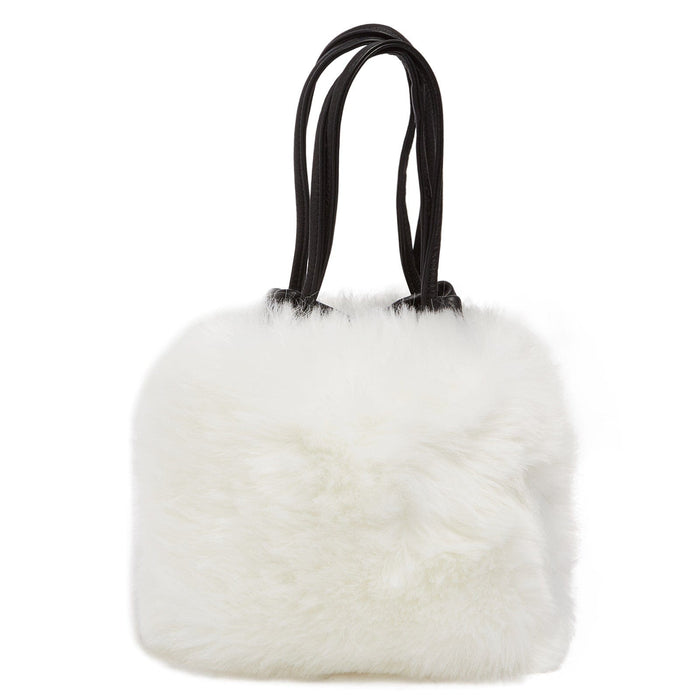 Tosca Blu White Small Faux Fur Bucket Bag