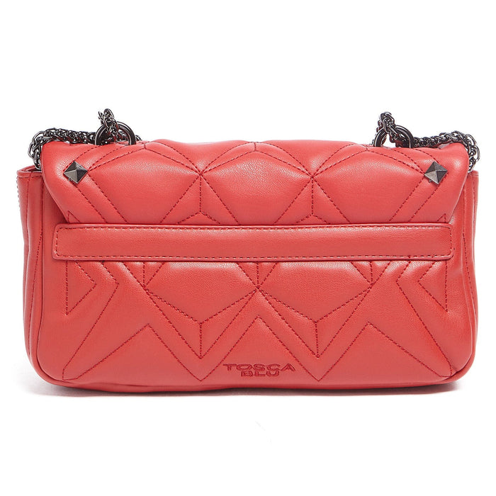 Tosca Blu Red Medium Geometric Quilted Flap Shoulder Bag