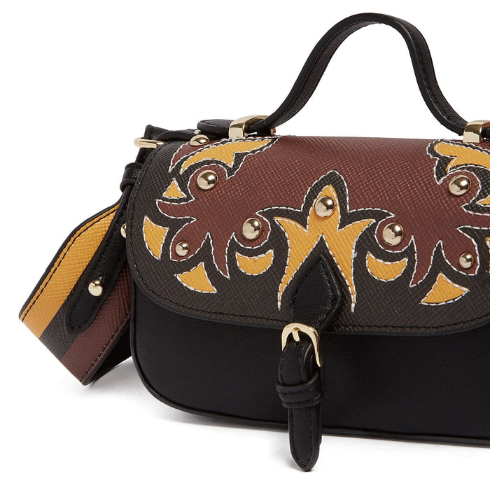 Tosca Blu Tan/Black Small Western Applique Shoulder Crossbody Bag