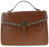 Tosca Blu Tan Small Western Inspired Beaded  Flap Top Handle Bag