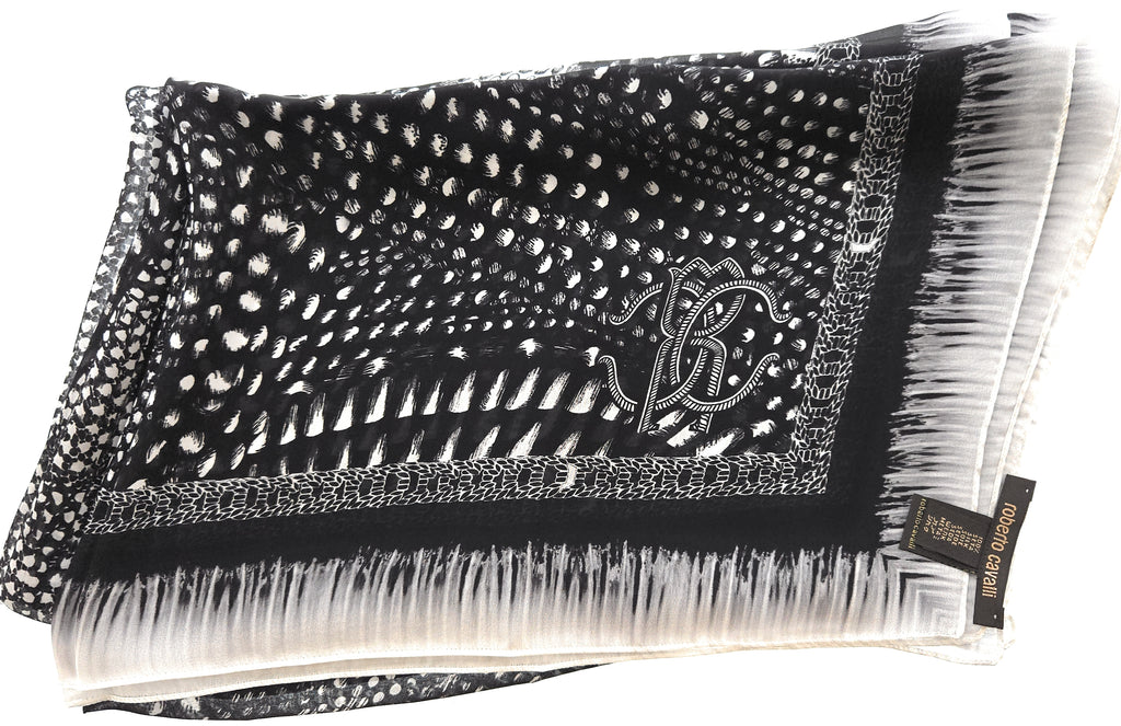 Roberto Cavalli black/white Silk  Scarf