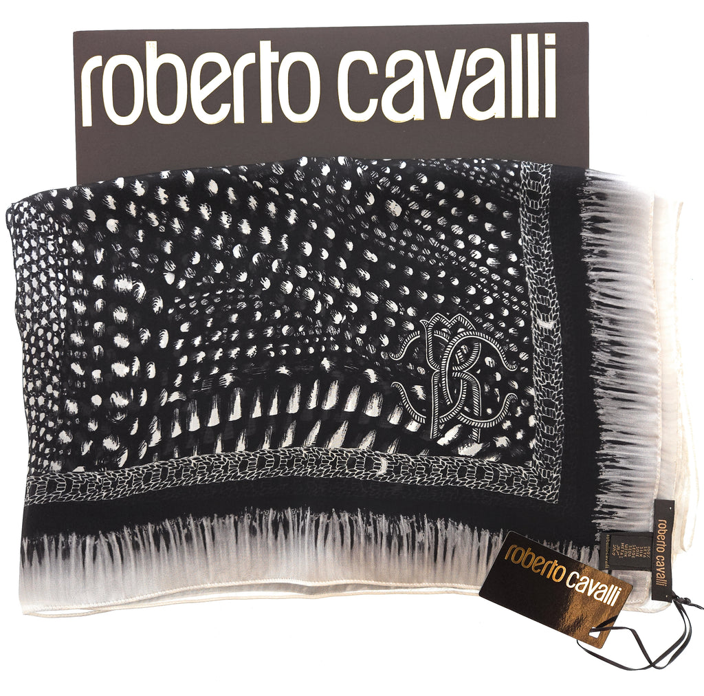 Roberto Cavalli black/white Silk  Scarf