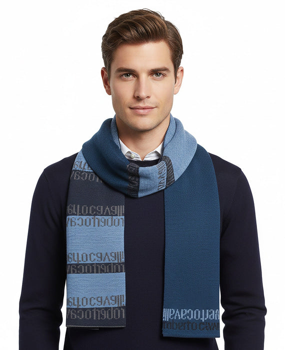 Roberto Cavalli blue Wool Blend Scarf